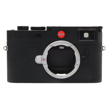 Leica M11 black front view with bare M mount and viewfinder window