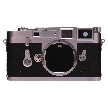 Leica M3 front view with bare lens mount and rangefinder windows