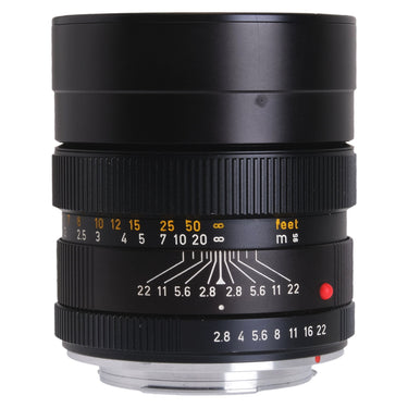 Leica 90mm f2.8 Elmarit-R lens side view with front barrel extended
