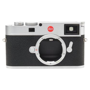 Leica M11 silver front view with bare M bayonet mount