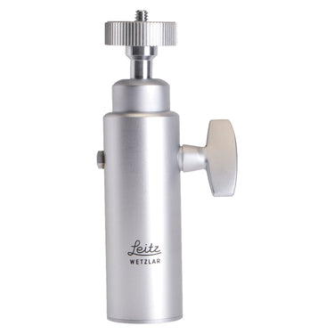 Leica Leitz Wetzlar large silver ballhead front view with locking knob and logo