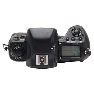 Nikon F5 top plate with mode dial, LCD, and hot shoe