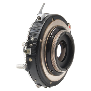 Schneider Angulon rear three-quarter view showing bare mount threads and retaining ring