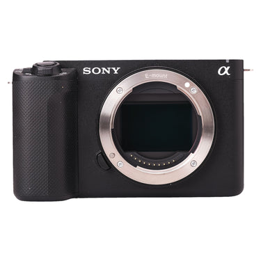 Sony ZV-E1 front view with bare E-mount and exposed full-frame sensor