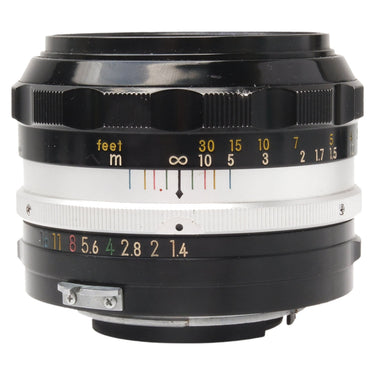 Nikon Nikkor-S.C 50mm f1.4 side view showing focus distance scale and aperture ring