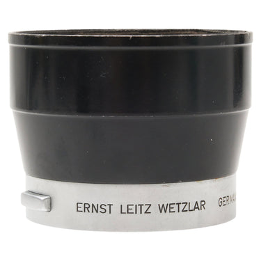 Leica IUFOO lens shade front view showing Ernst Leitz Wetzlar Germany engraving on chrome ring