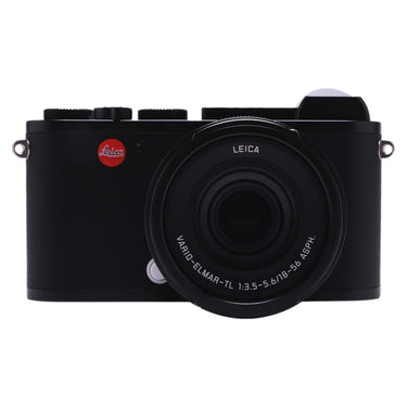Leica CL black mirrorless camera front view with Vario-Elmar-TL 18-56mm lens
