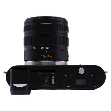 Leica CL top plate showing control dials, hot shoe, and lens zoom scale