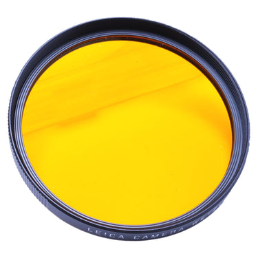Leica E49 orange filter, front view showing orange glass and black ring