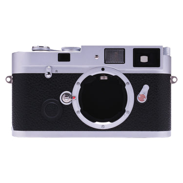 Leica MP .72 Silver front view with bare M mount and rangefinder windows