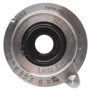 Leica Elmar 3.5cm f3.5 front bezel with engravings, aperture scale and serial 693267
