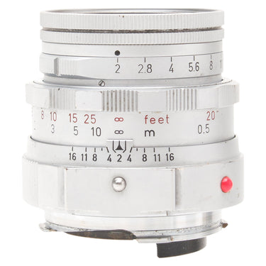Leica 50mm f2 Summicron Dual Range side view showing aperture and depth of field scales