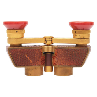 Carl Zeiss Theatis opera glasses rear view showing diopter scale and leather panels