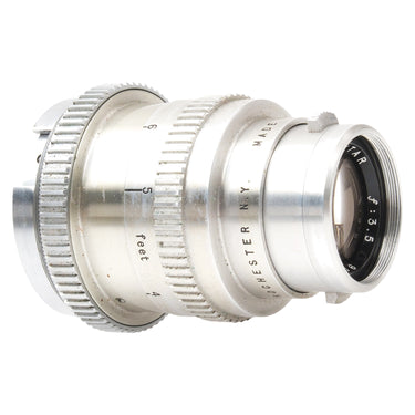 Kodak Ektar 90mm f3.5 side view with focus scale in feet and Rochester N.Y. engraving