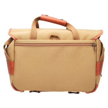 Billingham 335 rear view showing zip pocket, canvas handle, and leather grip