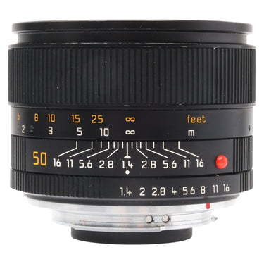 Leica 50mm f1.4 Summilux-R aperture and distance scales with depth of field markings