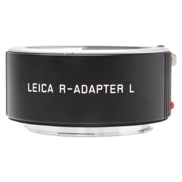 Leica R-Adapter L side view with engraved name on the black barrel