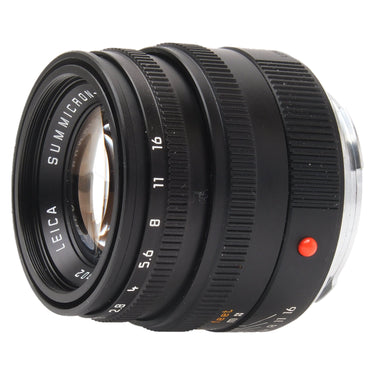 Leica Summicron-M 50mm side view with aperture markings and red index
