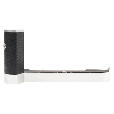 Leica Handgrip M10 in silver, side view showing leather grip and base plate