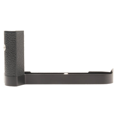 Leica Handgrip M10 in black, side view showing textured leather grip and metal base plate