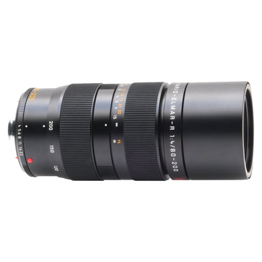 Leica 80-200mm f4 Vario-Elmar-R side view showing zoom and distance scales