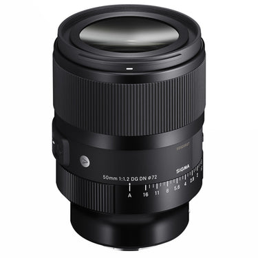 Sigma 50mm f1.2 DG DN Art lens, side view - Camera West