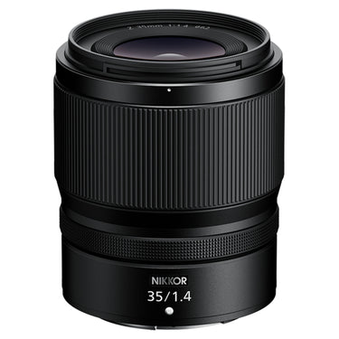 Nikon NIKKOR Z 35mm f/1.4 lens, angled view. Camera West