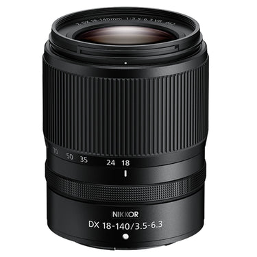 Nikon Z DX 18-140mm f/3.5-6.3 VR lens, angled view. Camera West