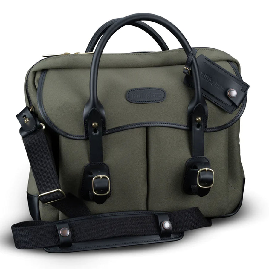 Billingham Thomas Briefcase / Laptop Bag - Sage FibreNyte / Black Leather