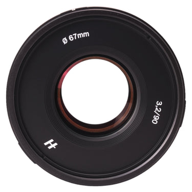 Hasselblad XCD 90mm front element and 67mm filter ring, straight-on view