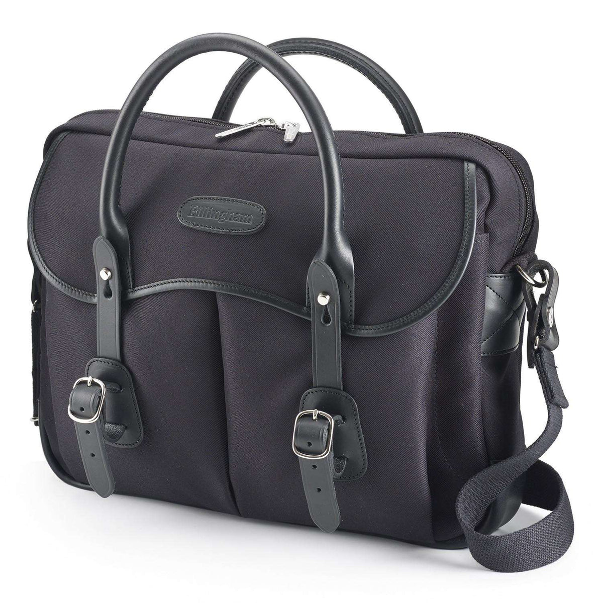 Billingham Thomas Briefcase / Laptop Bag - Black Fibrenyte / Black Leather