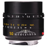 Leica 50mm f1.4 Summilux-M ASPH side view with aperture scale and extended built-in hood