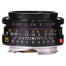 Leica 35mm f2 Summicron-M V4 front three-quarter view showing aperture and distance scales