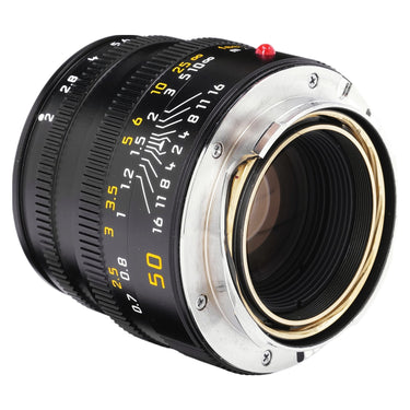Leica Summicron-M 50mm f2 rear mount and contacts, angled