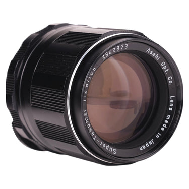 Pentax Super-Takumar 105mm f2.8 angled front view of front element and barrel