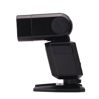 Fujifilm EF-X500 flash side view on its stand