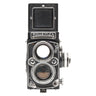 Rolleiflex 2.8E front view showing Planar taking lens and Heidosmat viewing lens