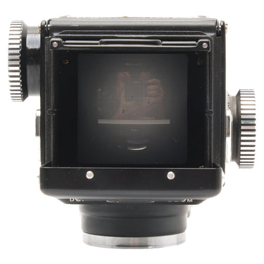 Rollei 4x4 Baby Black top view down into the waist-level focusing screen