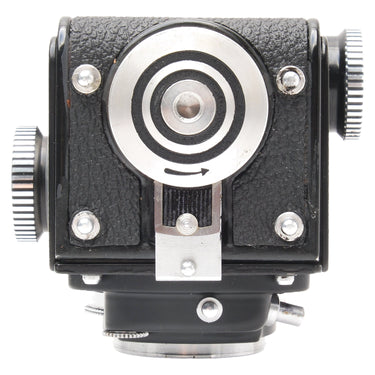 Rollei 4x4 Baby Black waist-level finder hood with round direct-vision magnifier