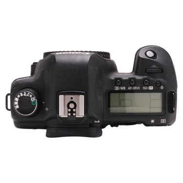 Canon EOS 5D Mark II top plate with mode dial, hot shoe, and LCD info panel