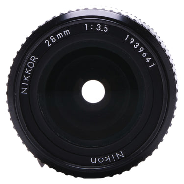 Nikon 28mm f3.5 Nikkor front element with engraved focal length and serial 1939641