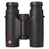 Leica Trinovid 8x32 HD binoculars front view with eyecups and central focusing wheel