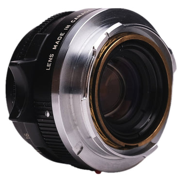 Leica 35mm f2 Summicron V2 rear three-quarter view showing mount and brass helicoid