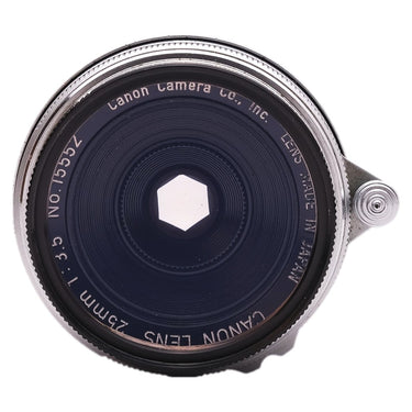 Canon 25mm f3.5 front element with serial number 15552