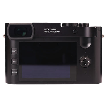 Leica Q2 rear view with LCD screen, viewfinder, and control buttons