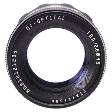 TTArtisan 100mm f2.8 lens front element with DJ-Optical engraving and serial number