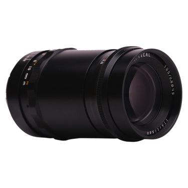 TTArtisan 100mm f2.8 lens angled front view showing front glass