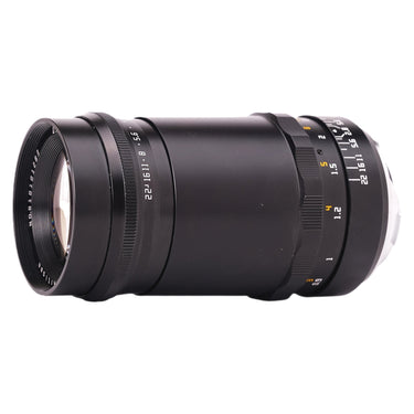 TTArtisan 100mm f2.8 lens side view with focus distance scale