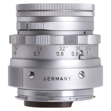 Leica Summicron 50mm f2 DR side view with Germany engraving and close-focus distance scale
