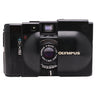 Olympus XA front view with F.Zuiko 35mm f/2.8 lens, viewfinder, and aperture slider